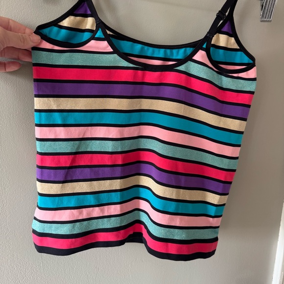 Body by Victoria secret glitter striped layer cami tank top vintage large nwot - Picture 2 of 13